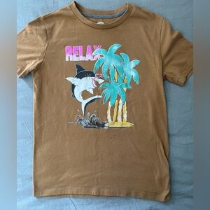 Kids Size L Brown Shark Graphic T-Shirt